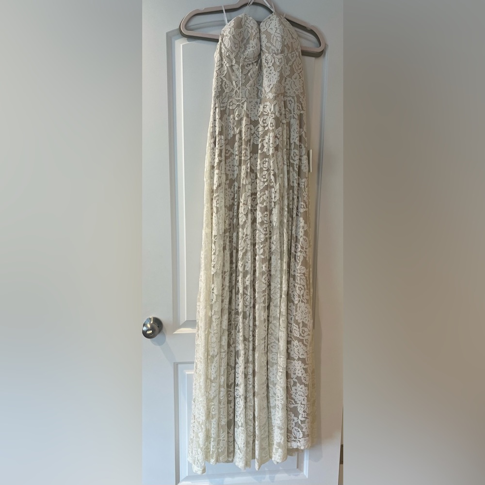 New Lulus Ivory Lace Dress Women's Size M Strapless Long Dress